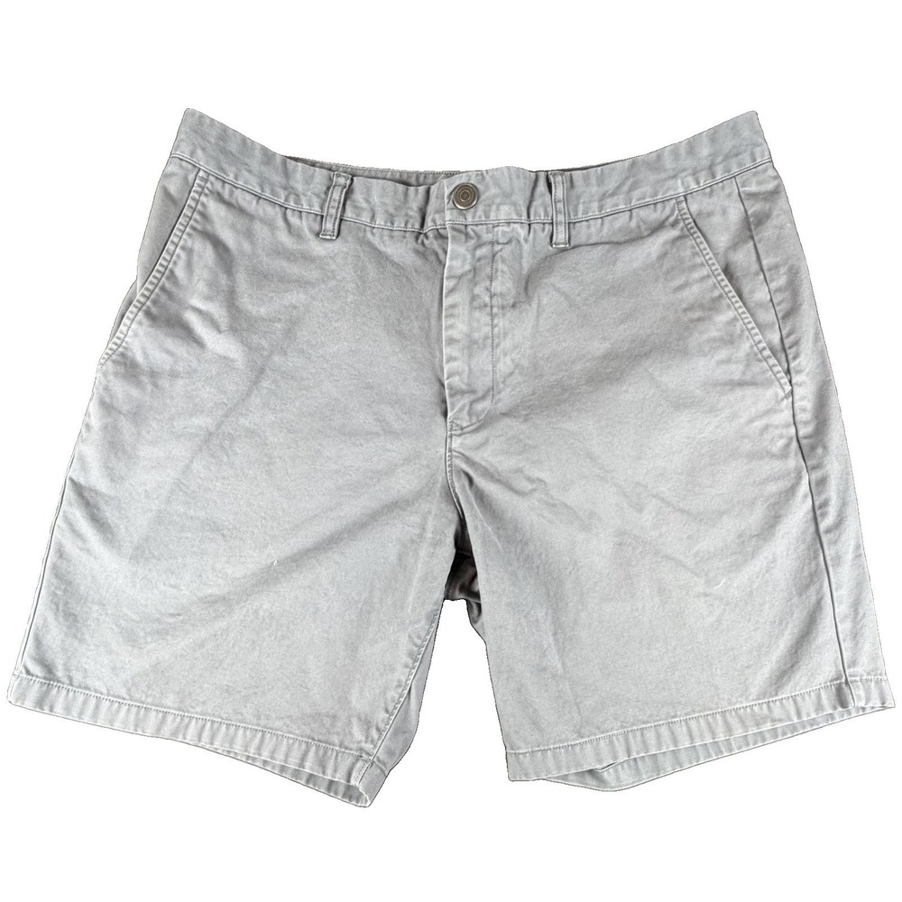 Bonobos Shorts Mens 36 Gray Canvas Chino Flat Front 8 Inseam Casual Summer